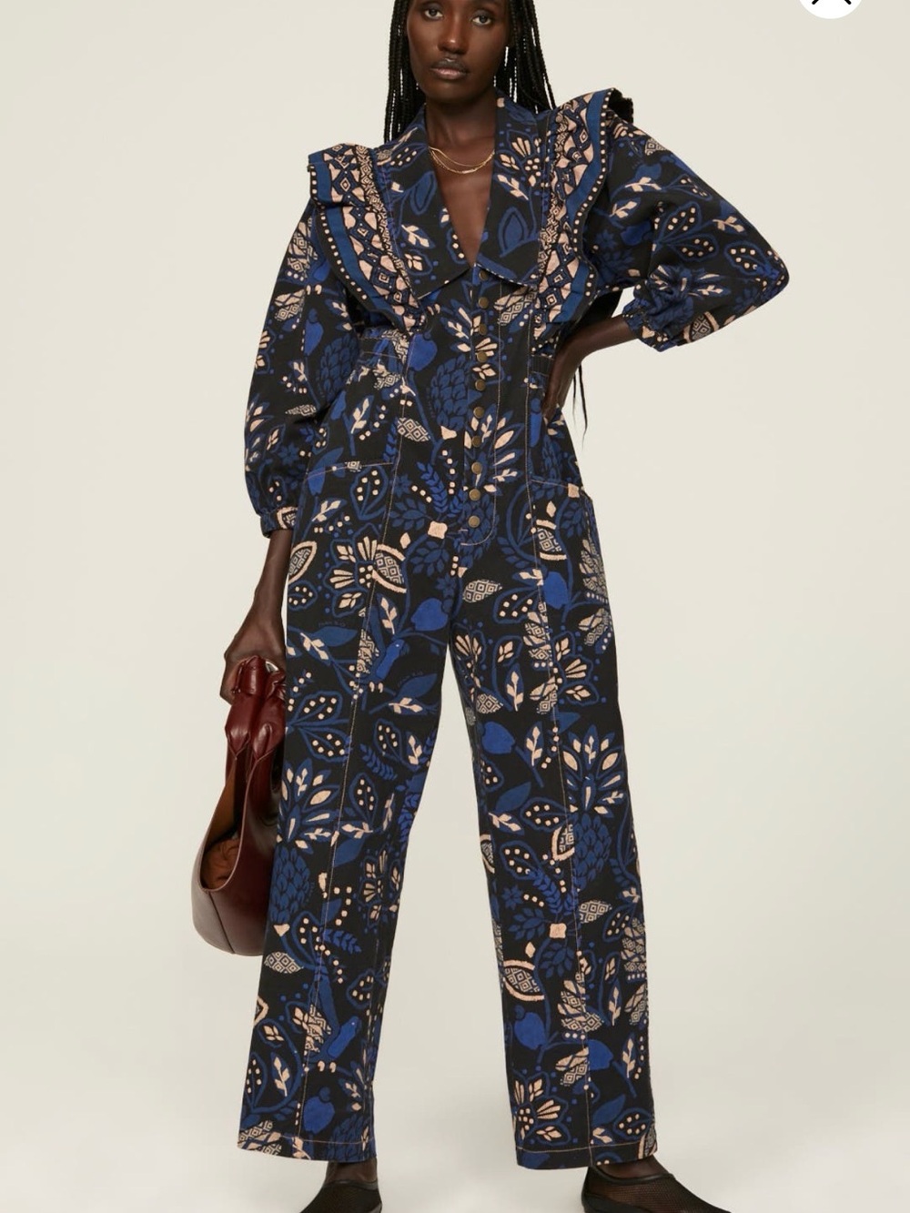 FARM Rio Macaw Forest Tropical Jumpsuit Black Blue Cotton Sz M - Picture 6 of 11